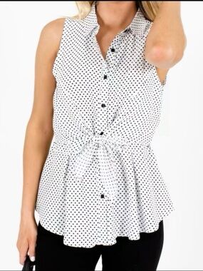 White Polka Dot Peplum Blouse